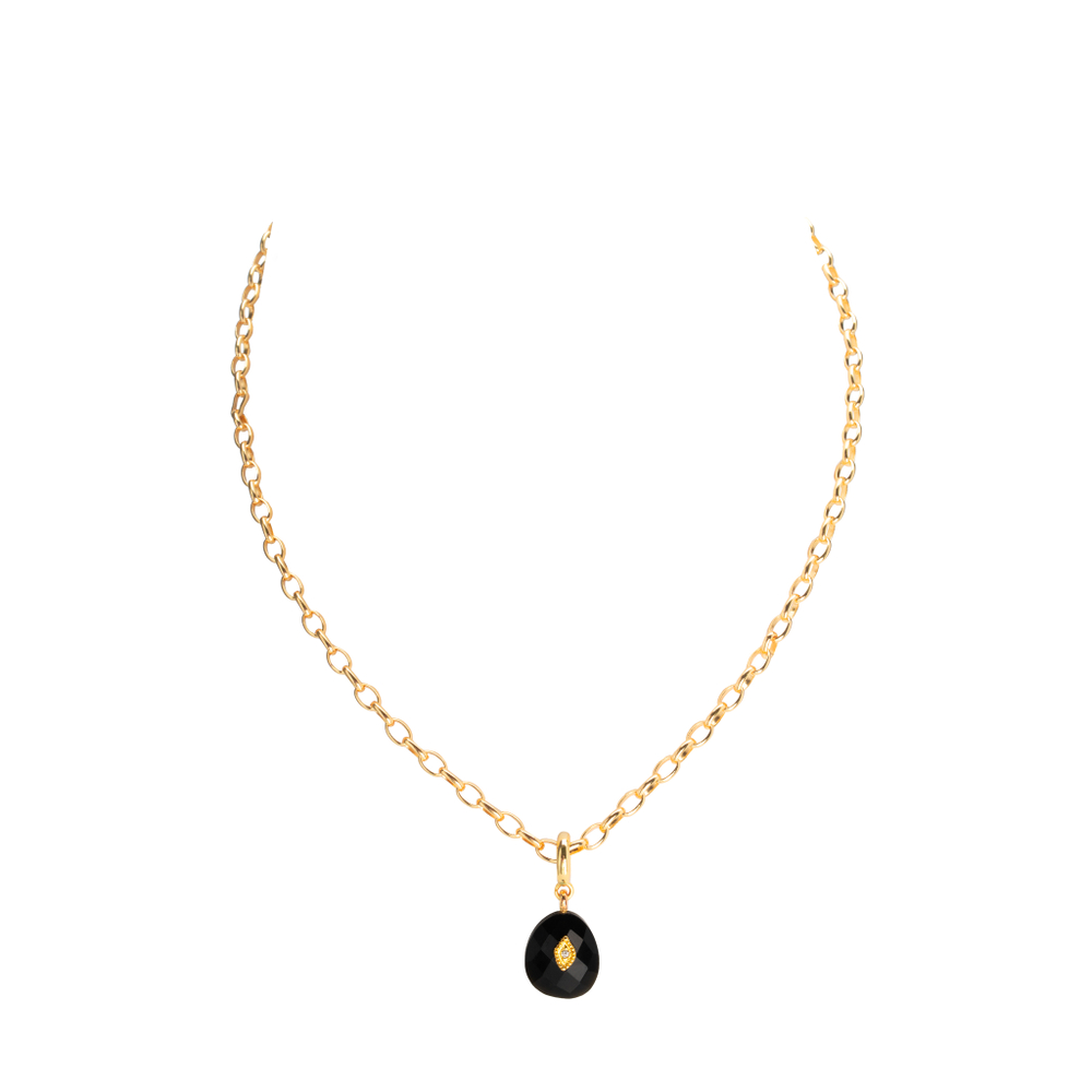 Латунная цепочка с подвеской из Оникса, gold