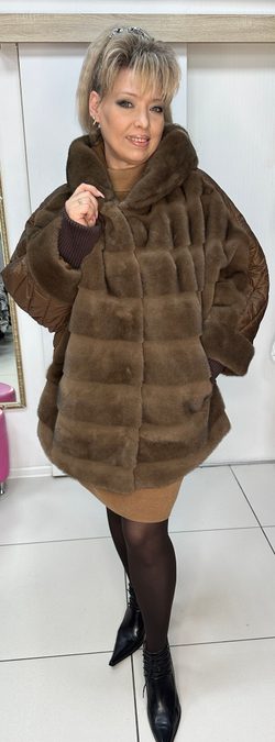 Комбинированная куртка-шубка из искусственного меха