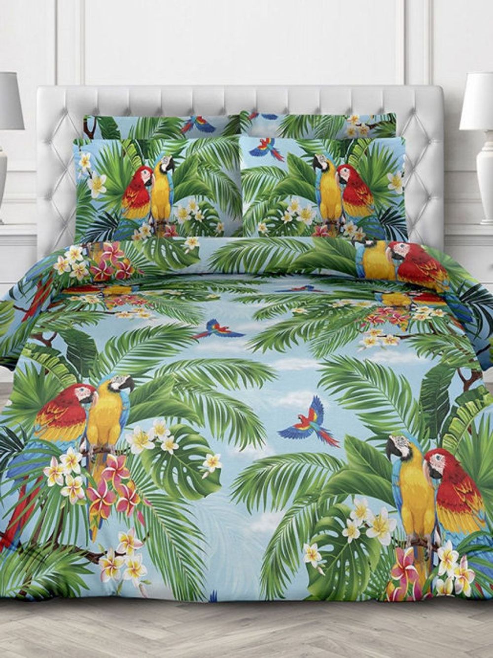 Наволочка комплект 2шт Сказка "Попугаи" 70х70 см, перкаль