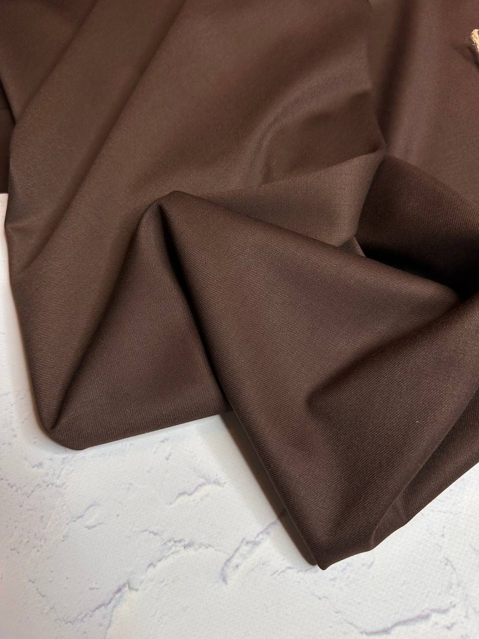 Костюмно-плательная смесовая однотонная поливискоза (64%полиэстер/33%вискоза/3%эластан, Табак, 149, 285 гр/м2)