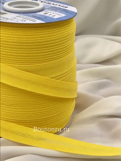 Косая бейка хлопок №011 желтая GAMMA GK-15C 14-15 мм