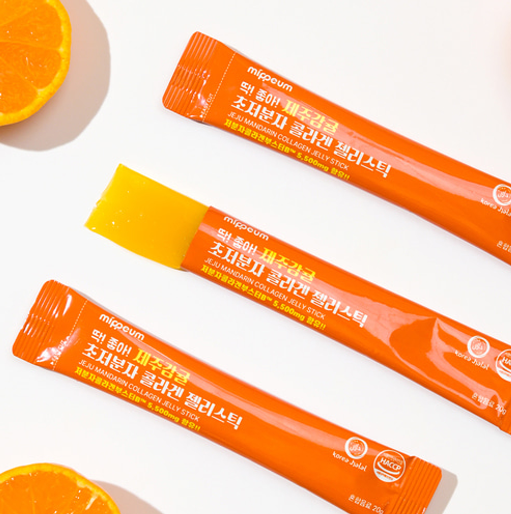 Mippeum Jeju Tangerine Collagen Jelly Stick - Морской коллаген в виде желе-стика с мандарином (20 граммов, 15 стиков)