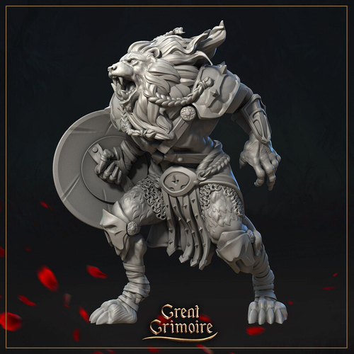 Лев Тигр Табакси Паладин Воин Варвар Файтер Рыцарь миниатюра для dnd, днд, pathfinder, фентези, Настольная игра, НРИ, Варгейм, РПГ