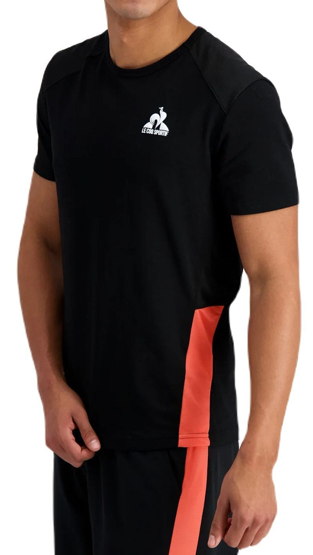 Теннисная футболка Le Coq Sportif Training T-Shirt Short Sleeve N°1 - black/orange perf