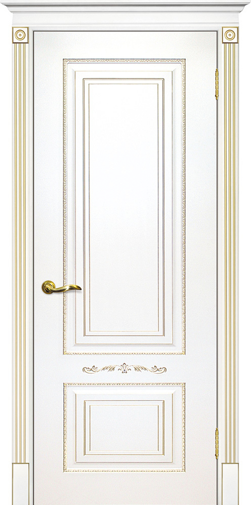 Дверь Смальта 04 / Цвет Белый ral 9003 патина золото / Двери ТЕКОНА