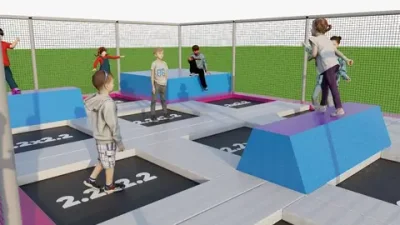 Батутная арена с баскетбольными кольцами (23х9х3.15м)