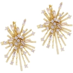 Серьги из гиппоалергенного металла со стразами «ПАЛУМНА», элли, цвет золото и серебро, 2,4*1,9см