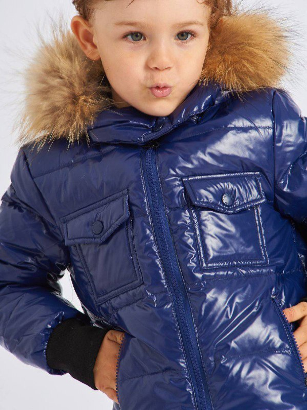 Детский пуховый лакированный зимний костюм Moncler