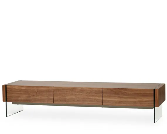 ТВ-тумба Somerset 188х38 см, шпон ореха, стеклянные ножки