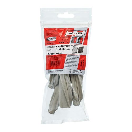 Дюбель для газобетона 14х80 мм 4 шт Tech-krep
