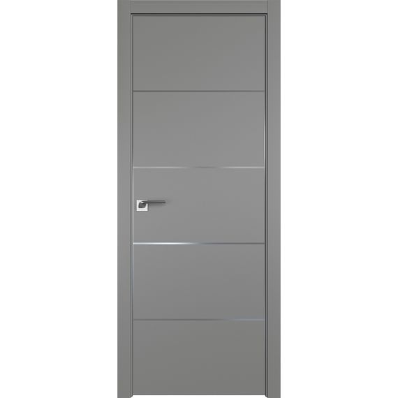 Фото межкомнатной двери экошпон Profil Doors 7E грей с алюминиевыми молдингами матовая алюминиевая кромка с 4-х сторон