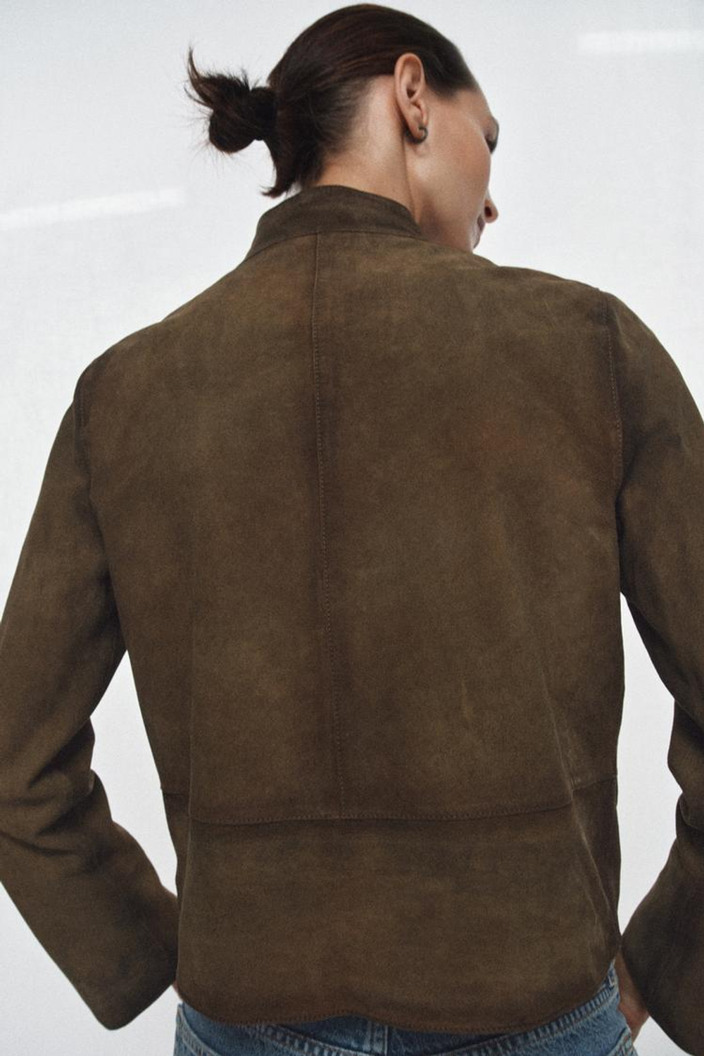 ZARA КУРТКА ИЗ 100% КОЖИ — ZW COLLECTION LIMITED EDITION, ОЛИВКОВЫЙ