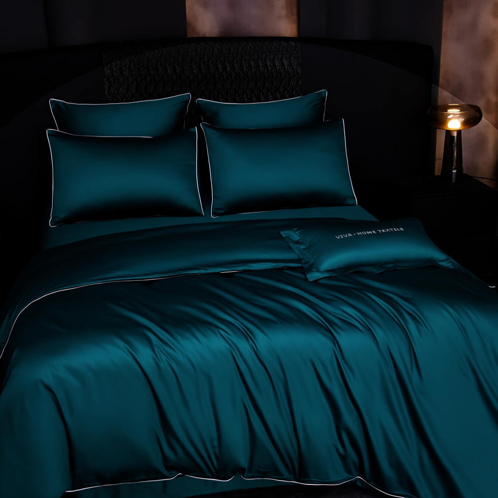 КПБ Однотонный Сатин Премиум на резинке OCPR007, 2 спальный, 4 наволочки, простынь 160*200*30