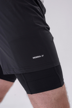 Шорты мужские Nebbia Double-Layer Shorts with Smart Pockets 318 black