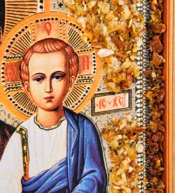 AMB-72/ 5 Икона Божией Матери «Смоленская» (с янтарной крошкой) дер.краш.рамка 30х40