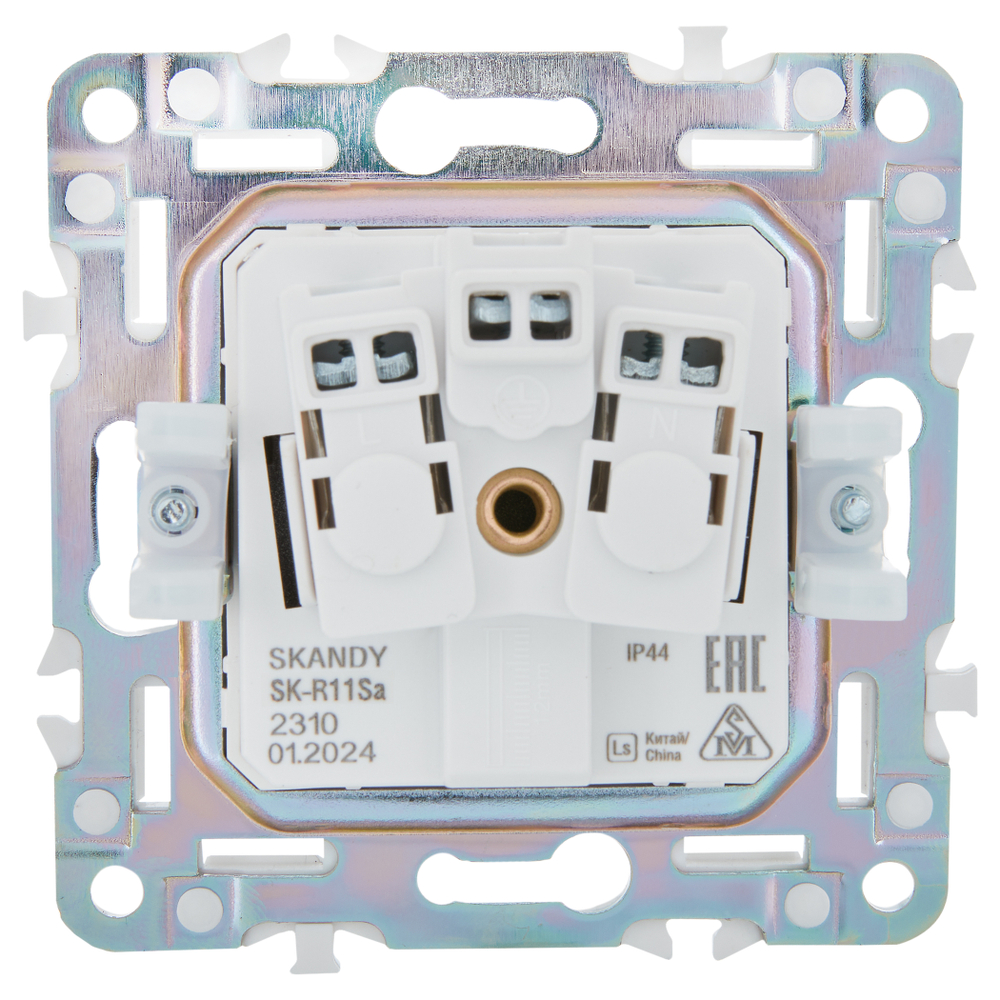 SKANDY Розетка 1-местная с заземлением с защитными шторками и крышкой 16А IP44 SK-R11Sa песочный IEK