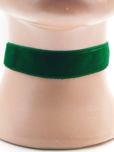 Темно-зеленый бархатный чокер без подвески. Широкий 2 см