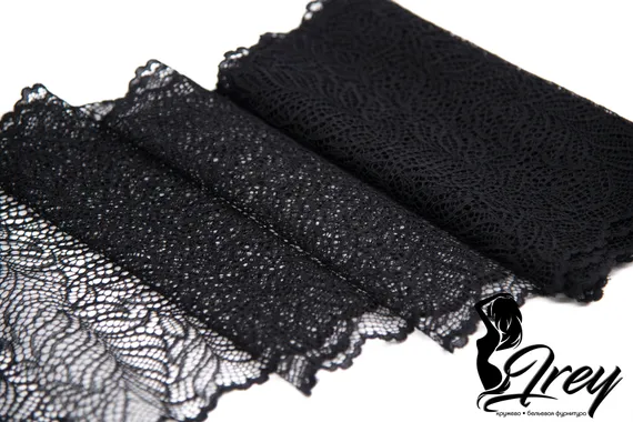 03-82 Кружево эластичное 22 см, черный 170