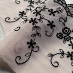 Вышивка на шифоне розовый/чёрный к525