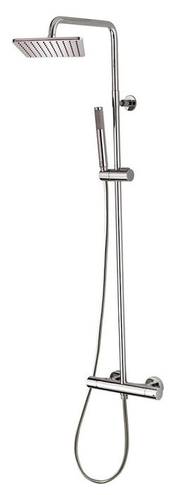 Bossini Cosmo душевая система: термостат, стойка с верхним поворотным душем 230х230 мм, с ручным душем, цвет хром