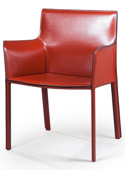 Стул с подлокотниками Barrie, кожа ретро-красный