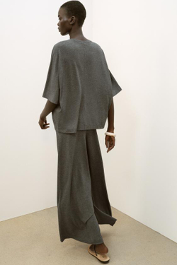 ZARA СТРУЯЩИЕСЯ БРЮКИ-ПАЛАЦЦО, МЯГКИЙ СЕРЫЙ