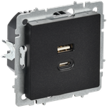 BRITE Розетка USB A+C 45Вт высокоскоростная зарядка РЮ11-2-БрЧ черный IEK