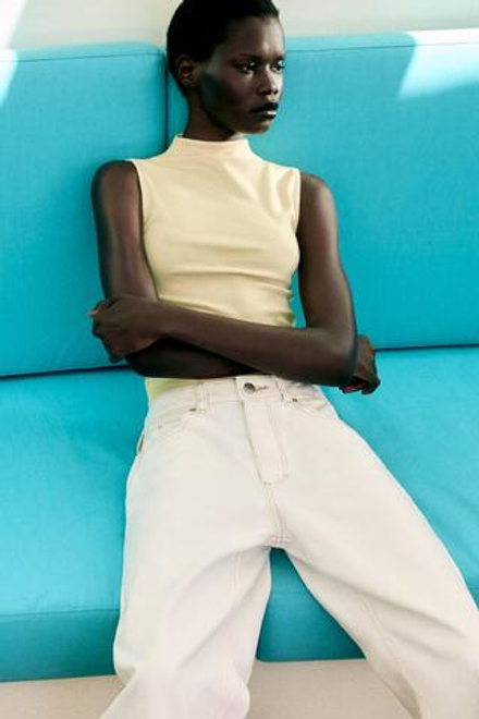 ZARA ТОП БЕЗ РУКАВОВ, СВЕТЛО-ЖЕЛТЫЙ