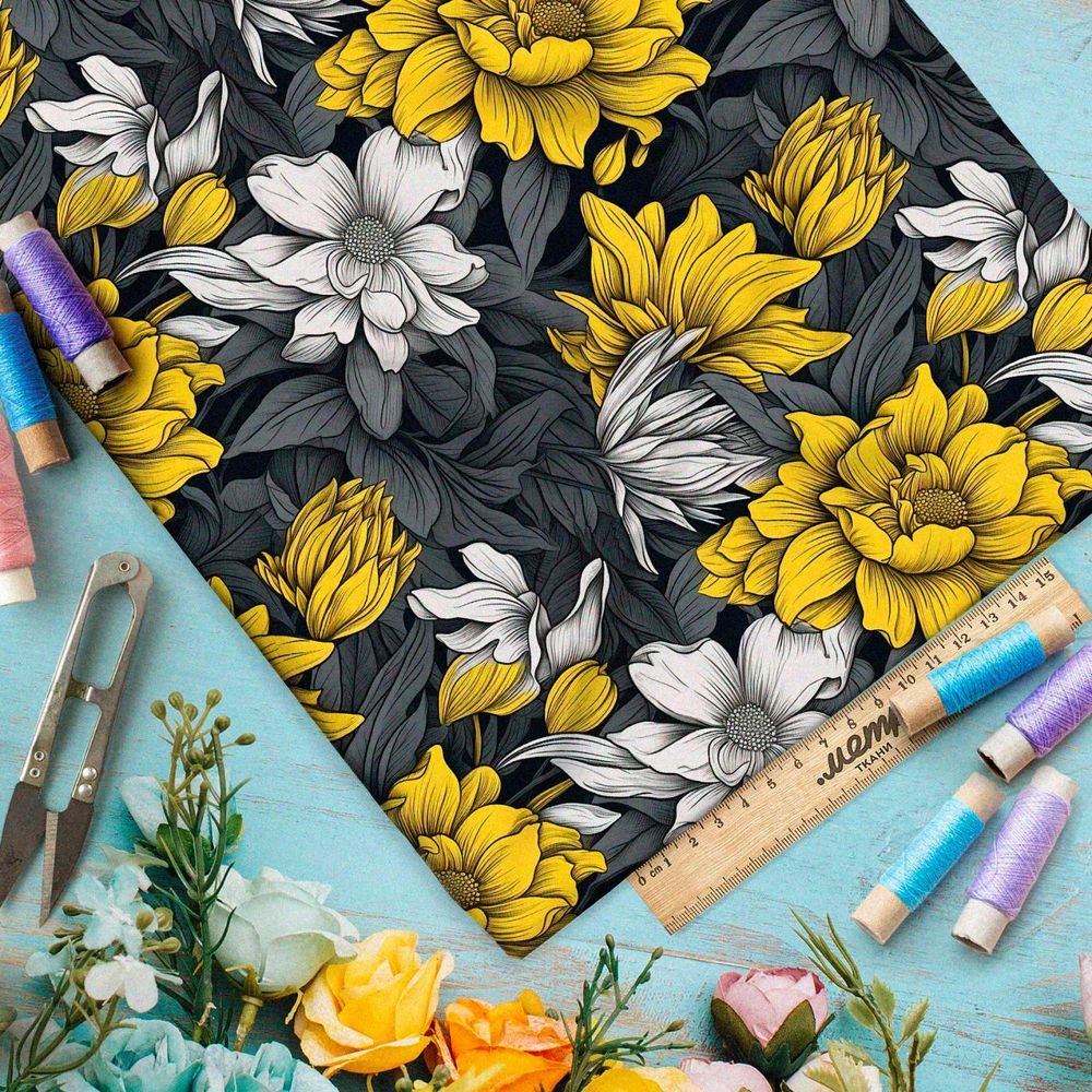 Ткань премиум дюспо ожившая гравюра