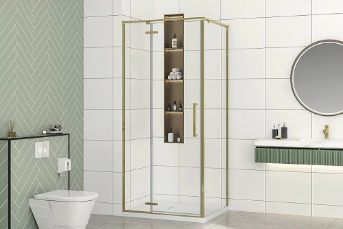 Душевой уголок Royal Bath BERN-V 100х80 RB8100-T-GD стекло прозрачное/профиль золото