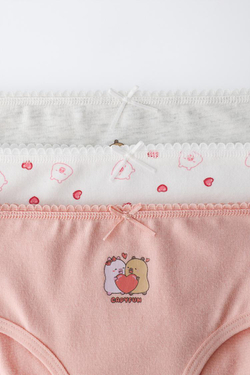 ZARA НАБОР ИЗ ТРЕХ ТРУСОВ С ПРИНТОМ, РОЗОВЫЙ