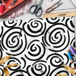 Ткань ниагара чёрные круговые узоры на бежевом фоне