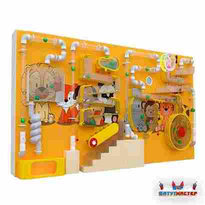 Интерактивная стена для школы «Зверята», 4,5×1,8×0,5 м