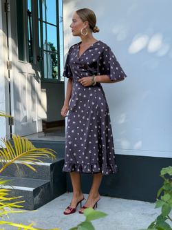 Платье Тюлип цветочный шоколад