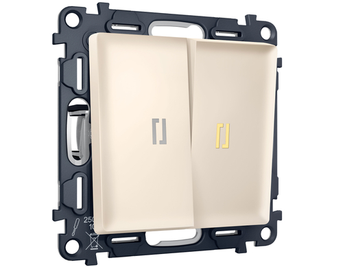 MA324050 Комплект механизма 2-кл выключателя с самовозвратом с подсветкой 3200K ALFA Бежевый матовый QUANT (AP3240, VM129, G11Y)