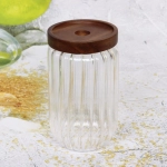 Банка для продуктов стеклянная 700мл «Bella cucina» с крышкой из акации 9*15см