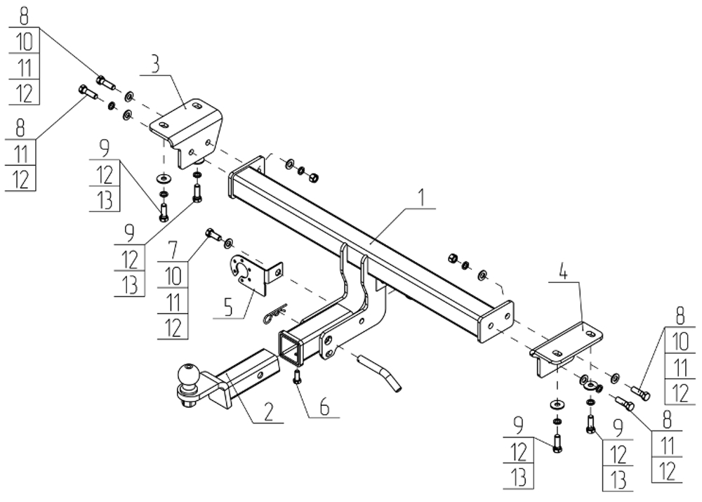Фаркоп для Infiniti QX50 2018-2025 Тип шара: E. Нагрузки: 1600/100 кг, IF 02B