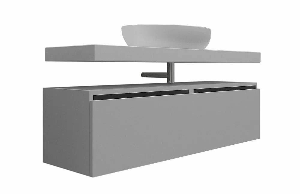 Тумба с раковиной и столешницей Armadi Art Flat 160 белый глянец