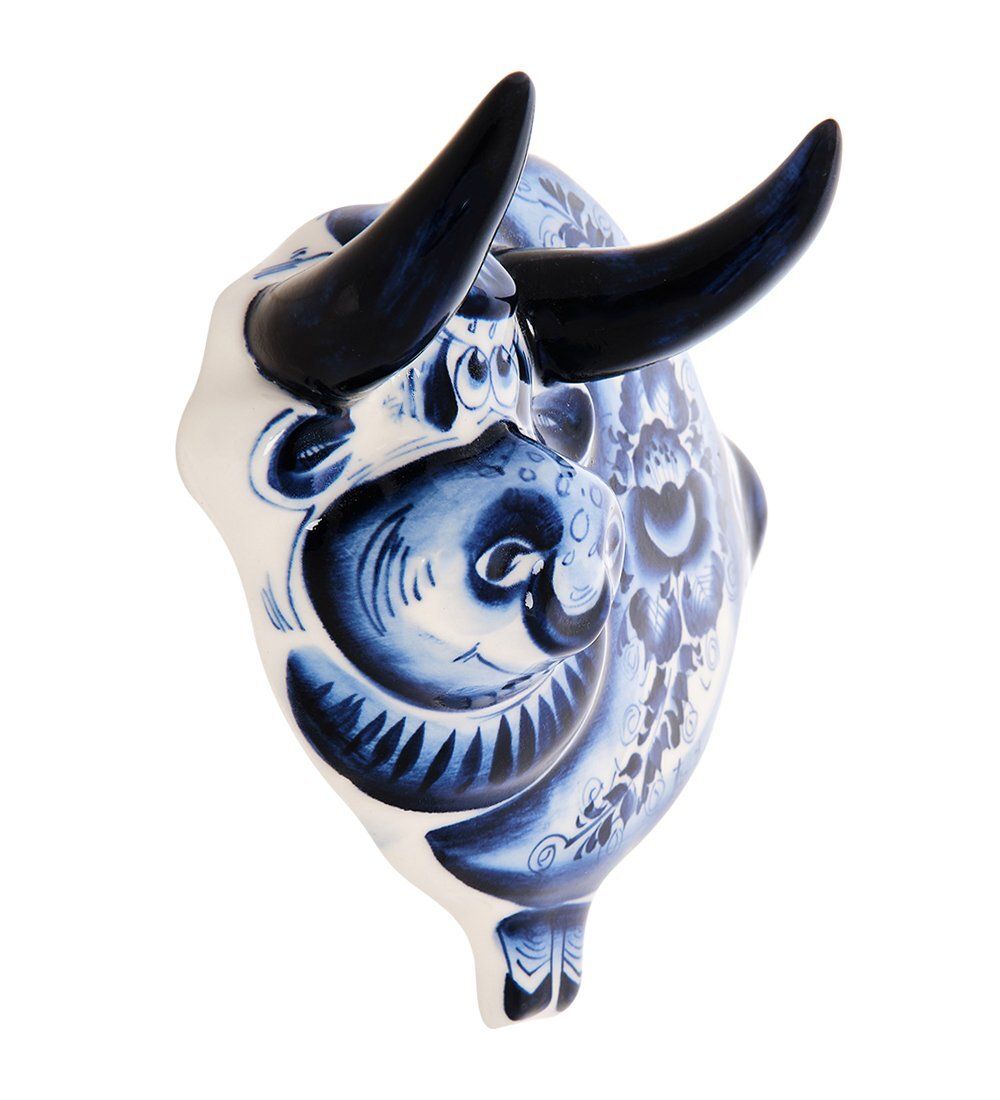 ГЛ- 676 Панно «Бык» (Гжельский фарфор)