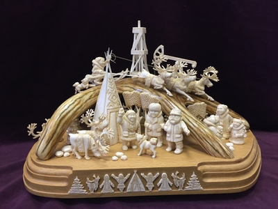Северный праздник. Скульптурная композиция. Тобольская резная кость.