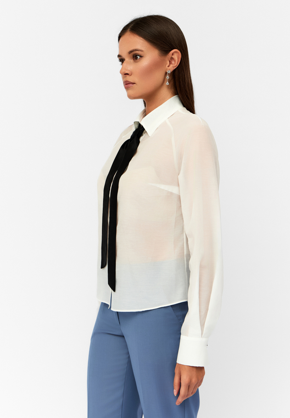 Блуза Ornella из итальянского батиста с шелком белая