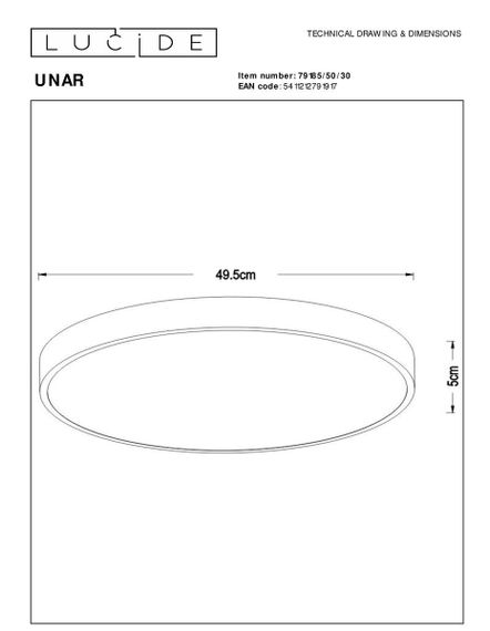 Потолочный светодиодный светильник Lucide Unar 79185/50/30