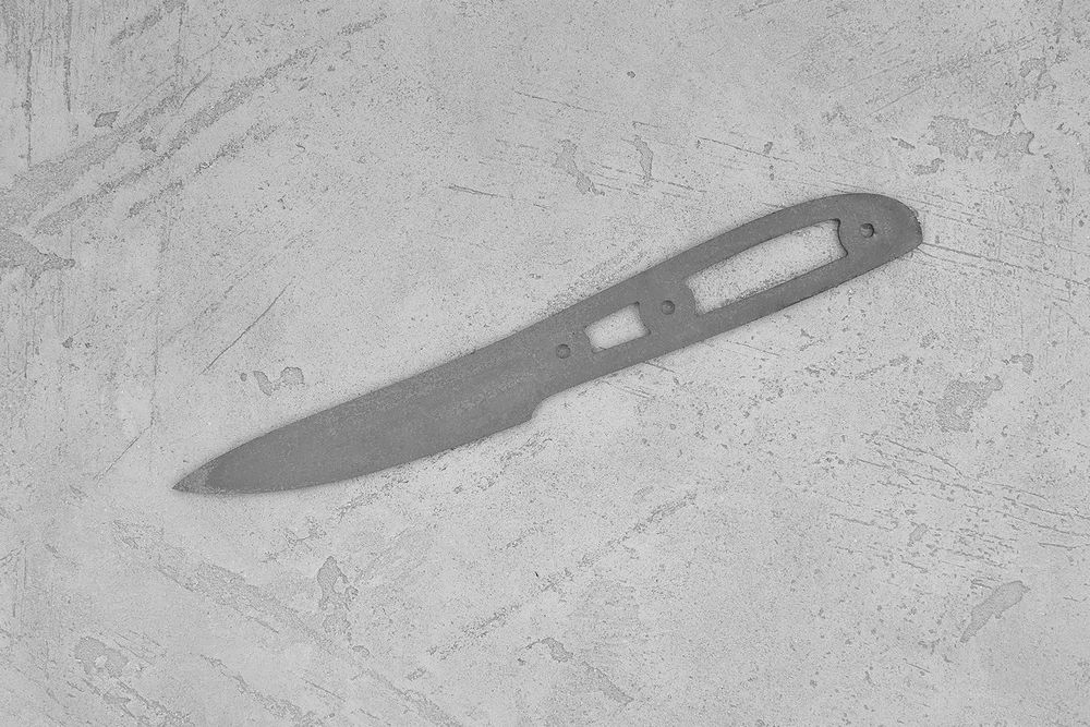 Заготовка для ножа, сталь M390 2,6мм. Модель "Геликон НО095" с клинком 95мм, ТО 62-63HRC