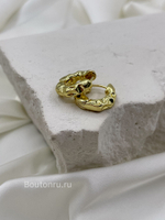 Серьги кольца золотистые мятые