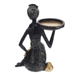 GAEM Фигурка декоративная "Африканка" с подставкой д/мелочей, L16,5 W12,5 H24 см