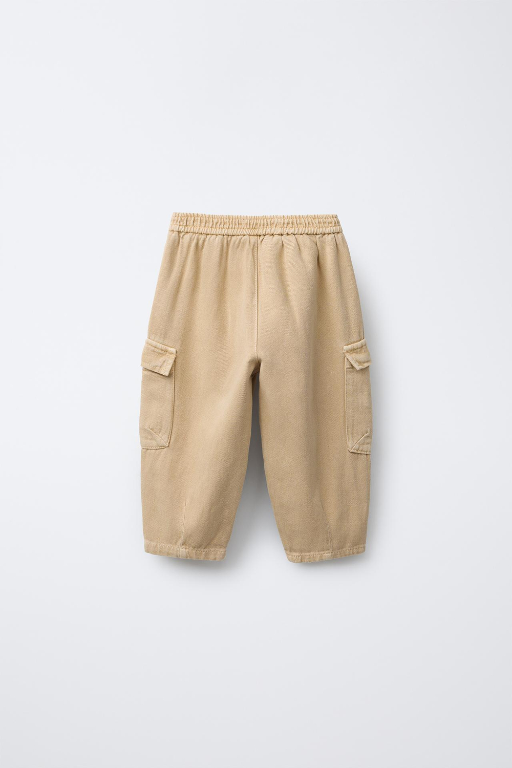 ZARA БРЮКИ-КАРГО ИЗ ТВИЛА, СВЕТЛО-ПЕСОЧНЫЙ