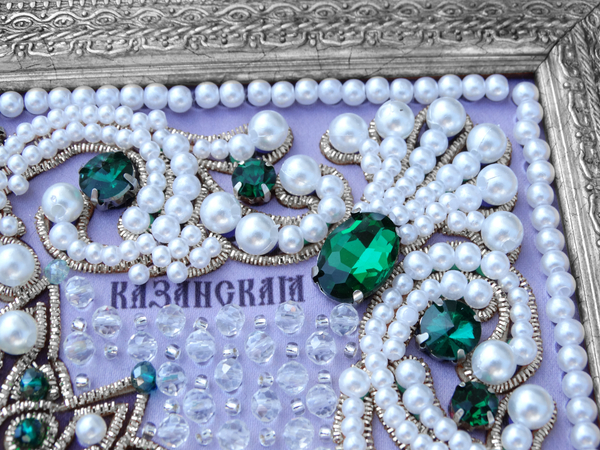 ЖС-5-СИ Набор для вышивания хрустальными камнями Богородица Казанская (изумрудный)