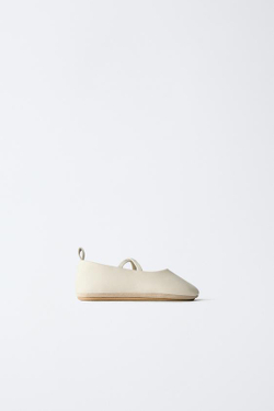 ZARA КОЖАНЫЕ БАЛЕТКИ, БЕЖЕВЫЙ