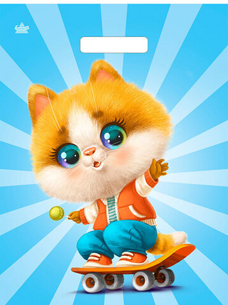 Пакет ВУР 31*40см /60 мкм Кот на спорте /1 шт