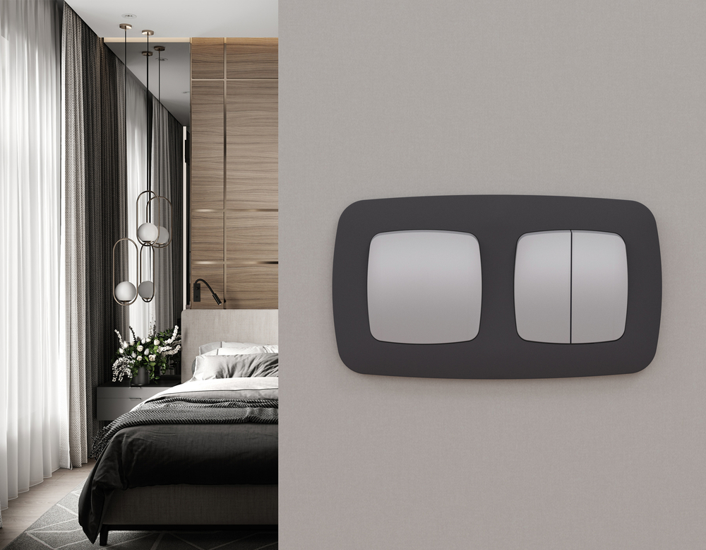 MO501010 Комплект механизма 1-кл выключателя OMEGA Сталь матовый QUANT (OP5010, VM101)